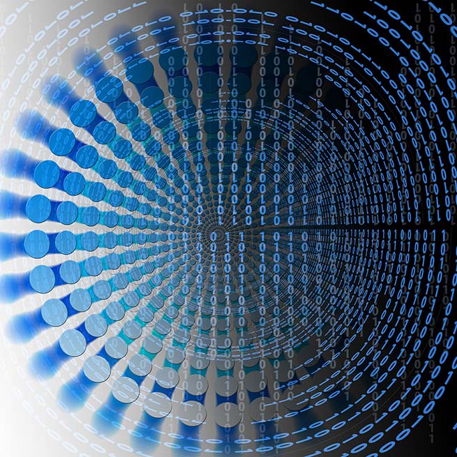 An abstract image of of 0s and 1s representing data science.